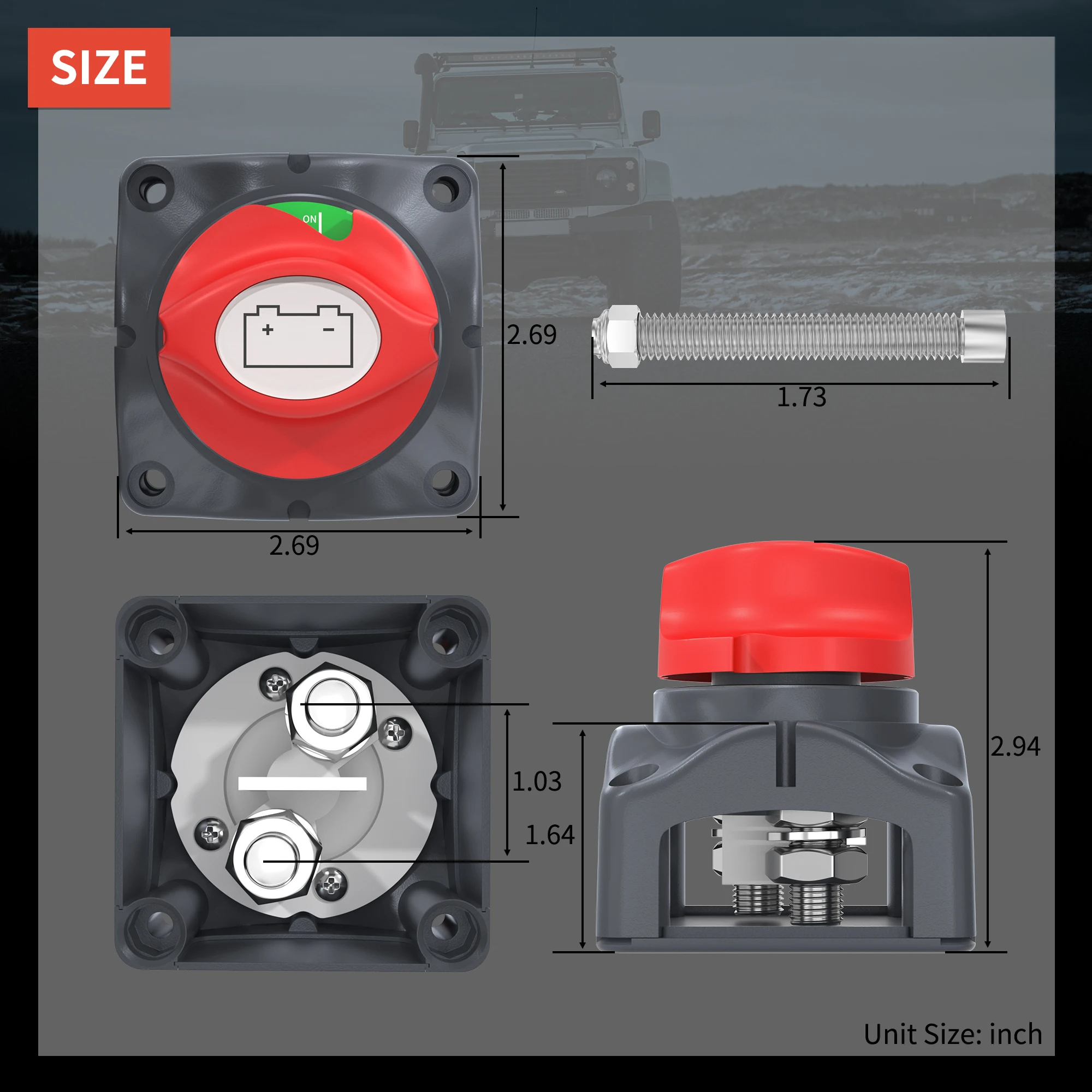 48v 24v 12v interruptor de desconexão da bateria do carro cortar 2 posições 2 pinos m10 275a interruptor de conexão da bateria para barco marinho