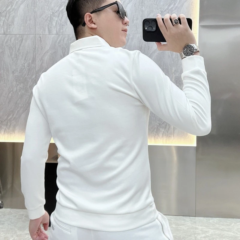 ビジネスカジュアル男性 Tシャツ春秋の新男性服偽二枚ストリートファッションオフィスソーシャル長袖トップス