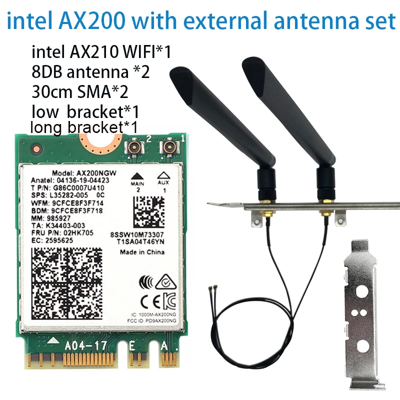 Banda Dual 2,4 Gbps Intel Wi-Fi 6E AX200 AX200NGW 802.11ax/ac MU-MIMO 2x2 módulo Wifi NGFF M.2 Bluetooth 5,1 tarjeta de red