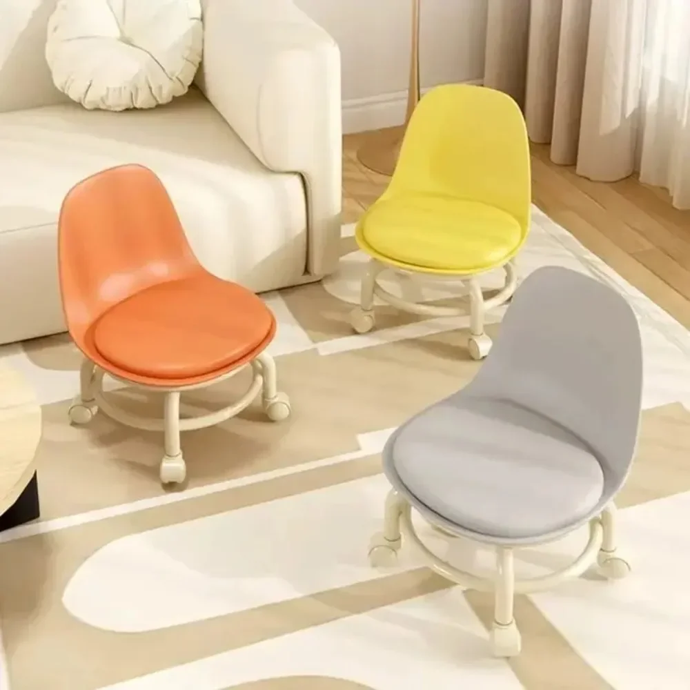 Household Backrest Pulley Low Stool Waist Protection 360 Degree Rotating Versatile Round Stools Modern Simple Universal Wheel