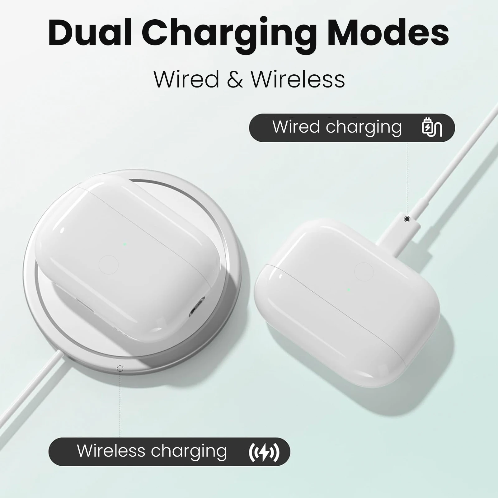 Wireless Charging Case For AirPods Pro 1st & 2nd - 450mAh Charger Box W/ Bluetooth Sync Button ,For IOS/​Type-C Port, No Earbuds