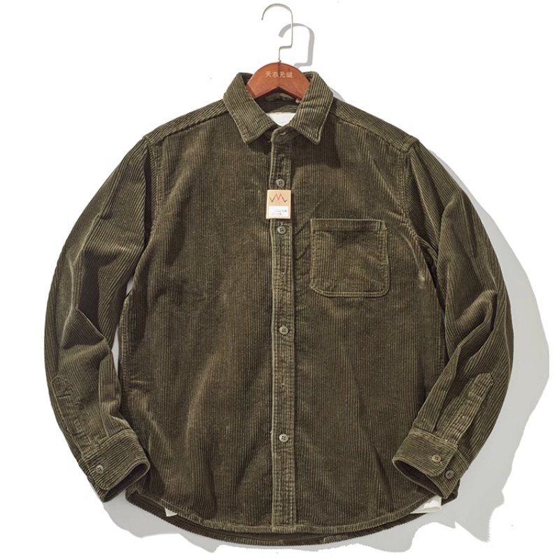 Stilvolle Herren-Hemdjacke aus dickem Cord mit Vintage-Design für Herbst und Winter