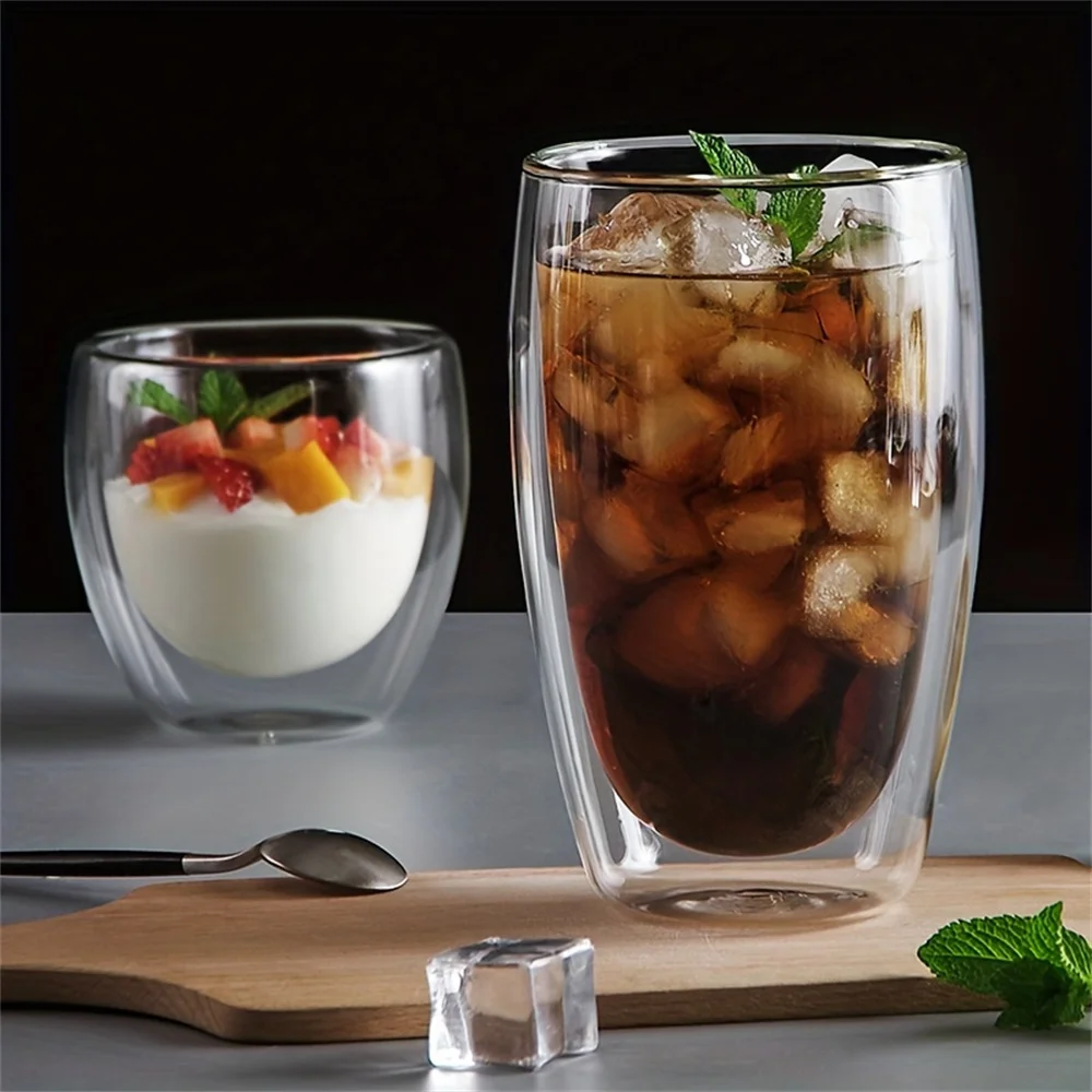 80/250/450ml 二重壁断熱透明ガラスエスプレッソカップ紅茶、コーヒー、ラテ、カフェ、ミルク、レストランでの使用に最適