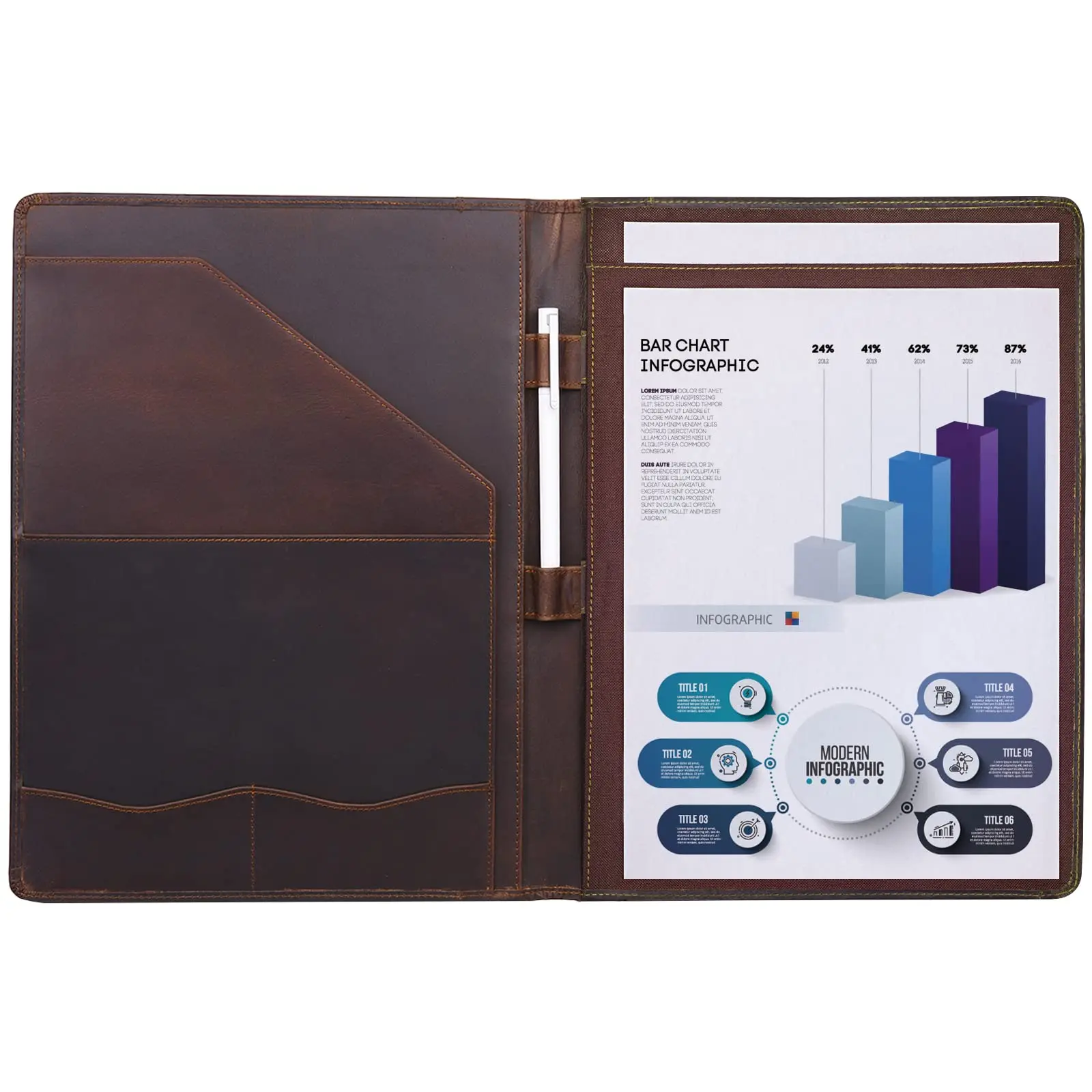 Vintage notatnik z prawdziwej skóry schowek A4 Folder Legal Pad iPad 10,5" etui na tablet 33,5x25,4x3cm 0,8kg