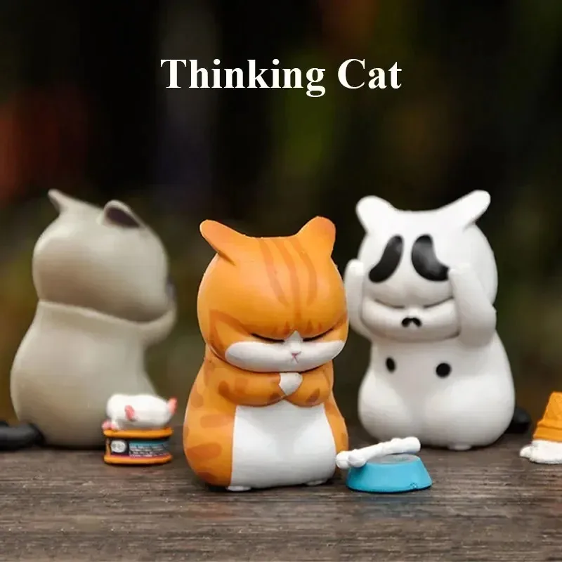 1pc mini gato caixa cega raiva laranja gato bonito figuras ornamentos caixa misteriosa escritório desktop computador decoração presente das crianças
