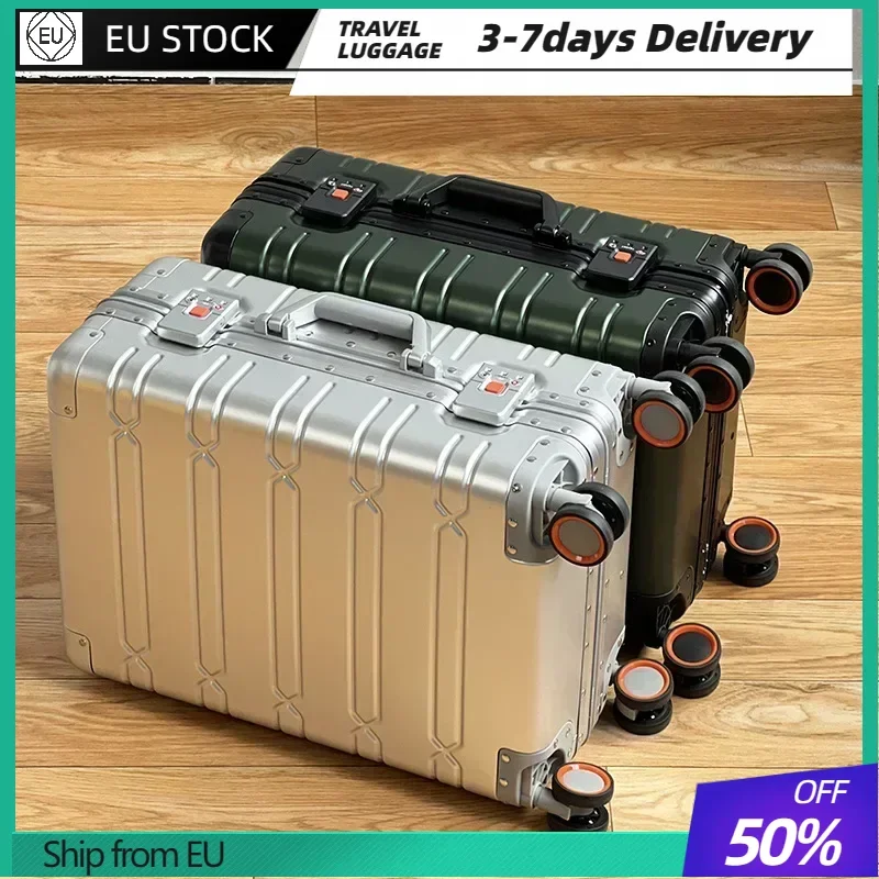 TravelTrolley Bagagem 100% Liga de alumínio-magnésio Mala de viagem Bagagem rolante 20'' Mala de cabine de mão Bolsas de viagem