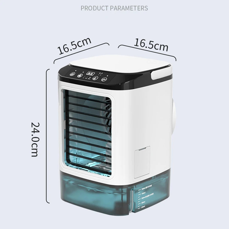 Aire acondicionado de escritorio, ventilador portátil, atomización ultrasónica de doble pulverización, Enfriador de aire silencioso de 3 velocidades, luz nocturna, ventilador eléctrico para el hogar