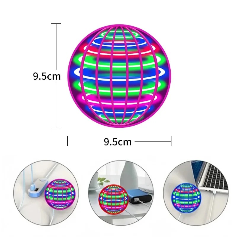 Bola giratória tecnologia preta bola voadora magia led bola giratória brinquedo para aliviar o estresse presente de natal das crianças