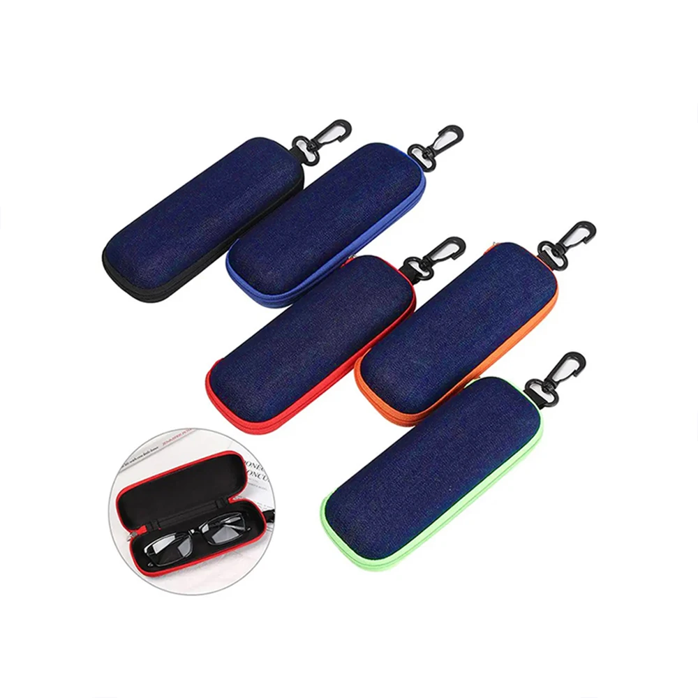 Estuches para gafas de tela vaquera, contenedor de protección para gafas de sol con cremallera, estuche para lápices, caja organizadora para gafas de lectura, bolsa de transporte