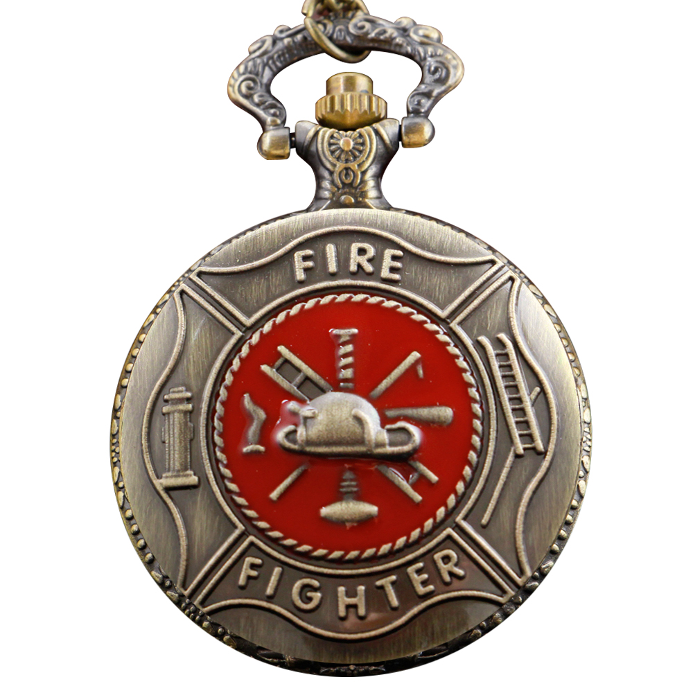 Красный мини знак огня реквизит пожарный кварцевые карманные часы винтажная Мода ожерелье кулон часы для мужчин и женщин Подарки
