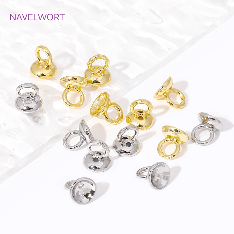4.5/6mm 18k banhado a ouro latão pérola pulseira termina conector com laço, tampas de extremidade de jóias, para diy jóias fazendo acessórios