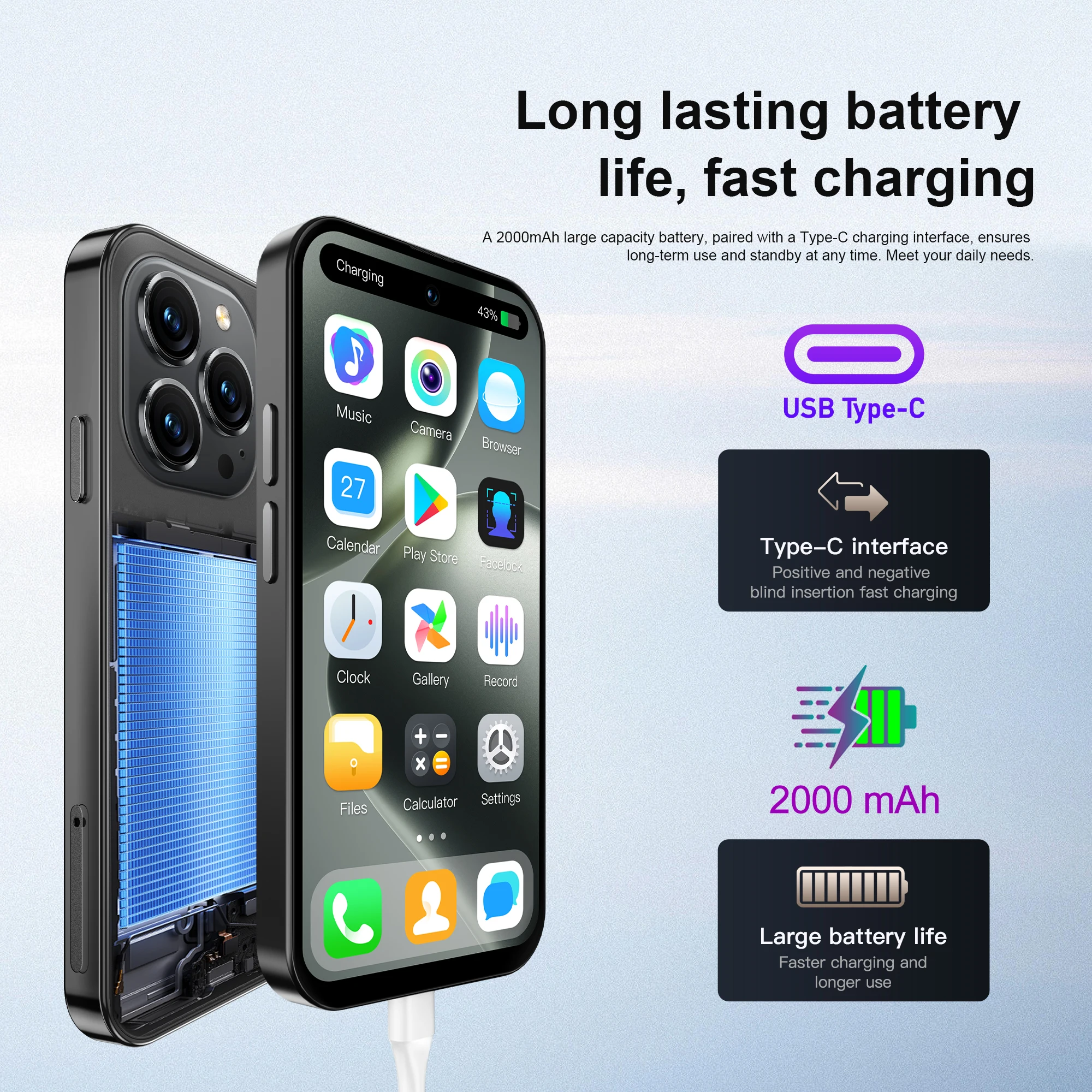 2025 SERVO S16 미니 4.0" 스마트폰 안드로이드 10.0 3G WCDMA 2GB+16GB 5MP 카메라 플레이 스토어 WiFi 핫스팟 초소형 휴대폰 Type-C