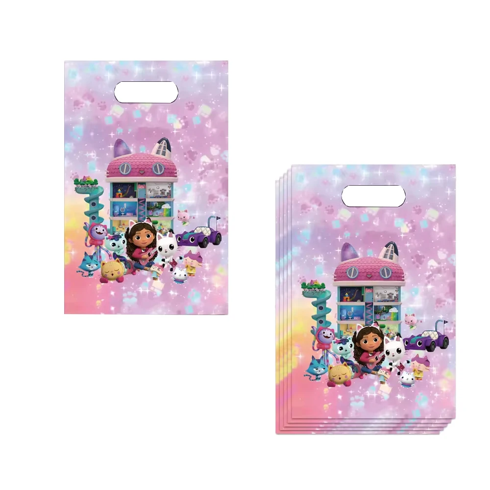 10/50 Uds. Bolsas de regalo para casa de muñecas Gabby para niños, papel para fiesta de cumpleaños, bolsa de regalo para dulces, regalos para niñas y niños, decoraciones para Baby Shower