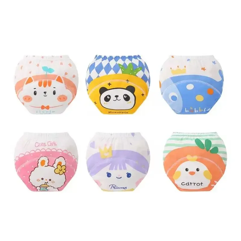 3PC กันน้ำ Reusable ผ้าฝ้ายเด็ก Celana Training กางเกงขาสั้นเด็กชุดชั้นในผ้าผ้าอ้อมเด็ก Nappies กางเกงผ้าอ้อมเปลี่ยน