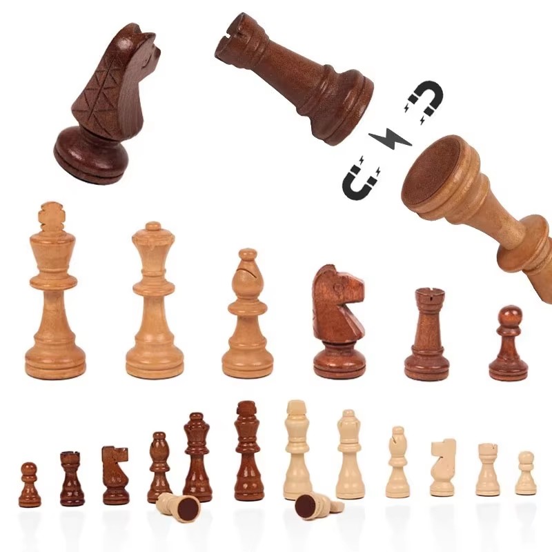 大人と子供のための磁気折りたたみ式木製チェスセット,フェルトボード,室内収納,家族の贈り物,29cm x 29cm