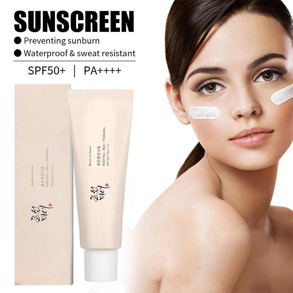 Protector solar SPF50 +, bloqueador Solar probiótico de arroz coreano, crema para blanquear la piel, bloqueador solar Anti UV, suero hidratante suave Facial, 50ml
