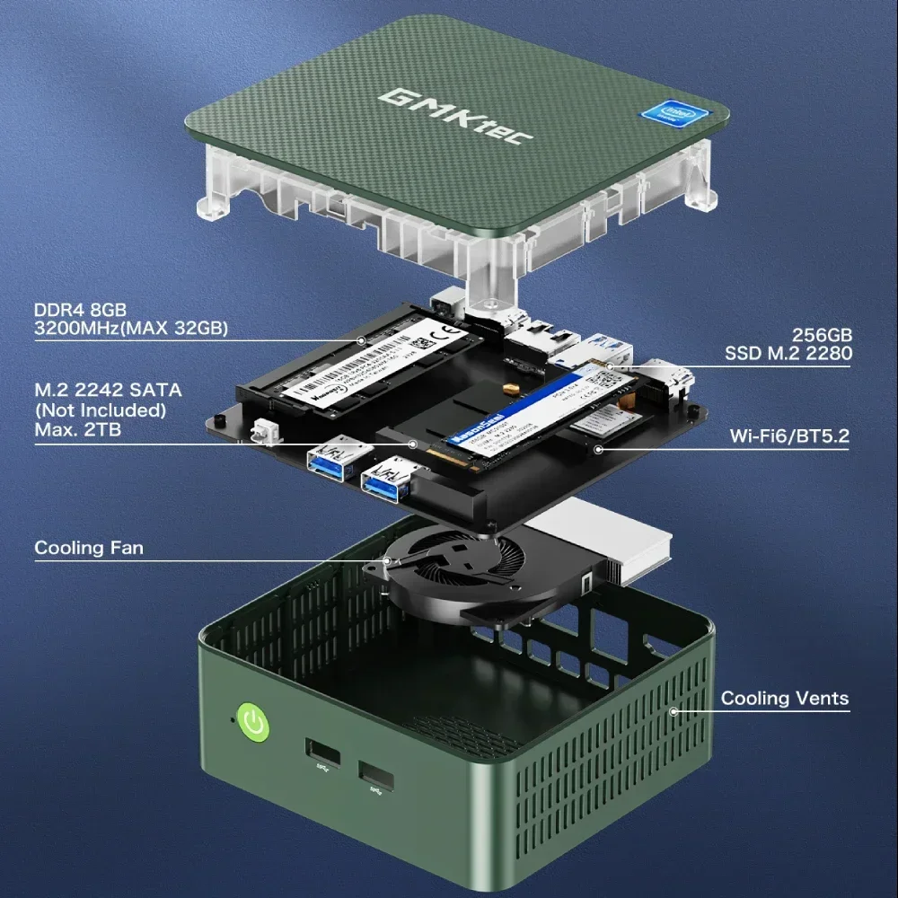 New! GMKtec G3 Mini PC Intel Alder Lake N100 Windows 11 Pro Mini PC 8/16GB DDR4 256/512GB PCIe M.2 SSD WiFi 6 BT5.2 Desktop Comp