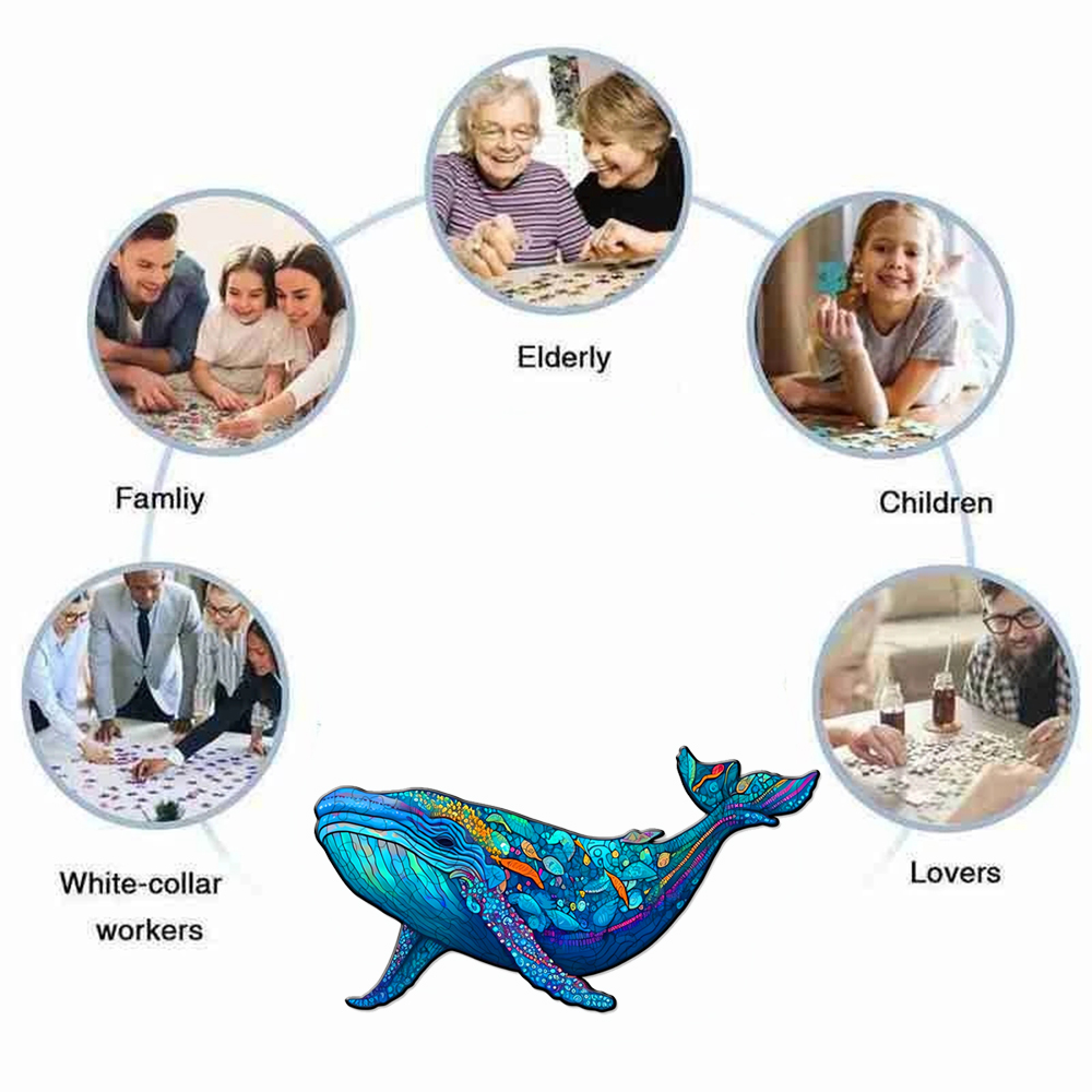 Neue Wal-Holzpuzzles, Holzpuzzles, einzigartige Form, hochwertige Puzzles, Mutterliebe-Holzpuzzles für Erwachsene, beste Geschenke