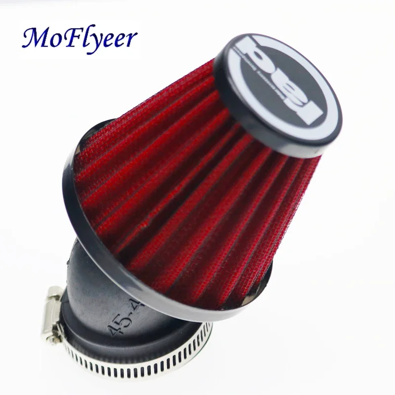 MoFlyeer Xe Máy Lọc Không Khí 28Mm 38Mm 42Mm 48Mm Bụi Kẹp Trên 45 Độ Uốn Cong Không Khí lượng Bộ Lọc Xe Máy Phụ Kiện