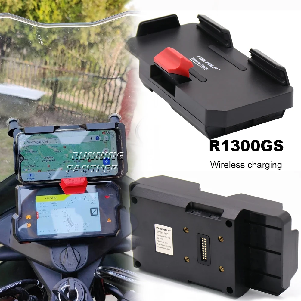 Para BMW R1300GS R1300 GS R 1300 GS r1300gs nuevos accesorios de motocicleta soporte de teléfono cargador inalámbrico USB carga rápida