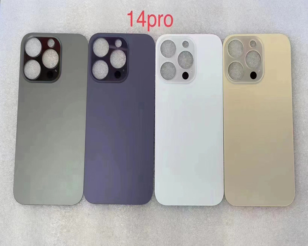 Cubierta de cristal de la puerta de la batería trasera del agujero grande para iPhone 14 Pro, reemplazo de la cubierta de la batería para iPhone 14 Pro Max