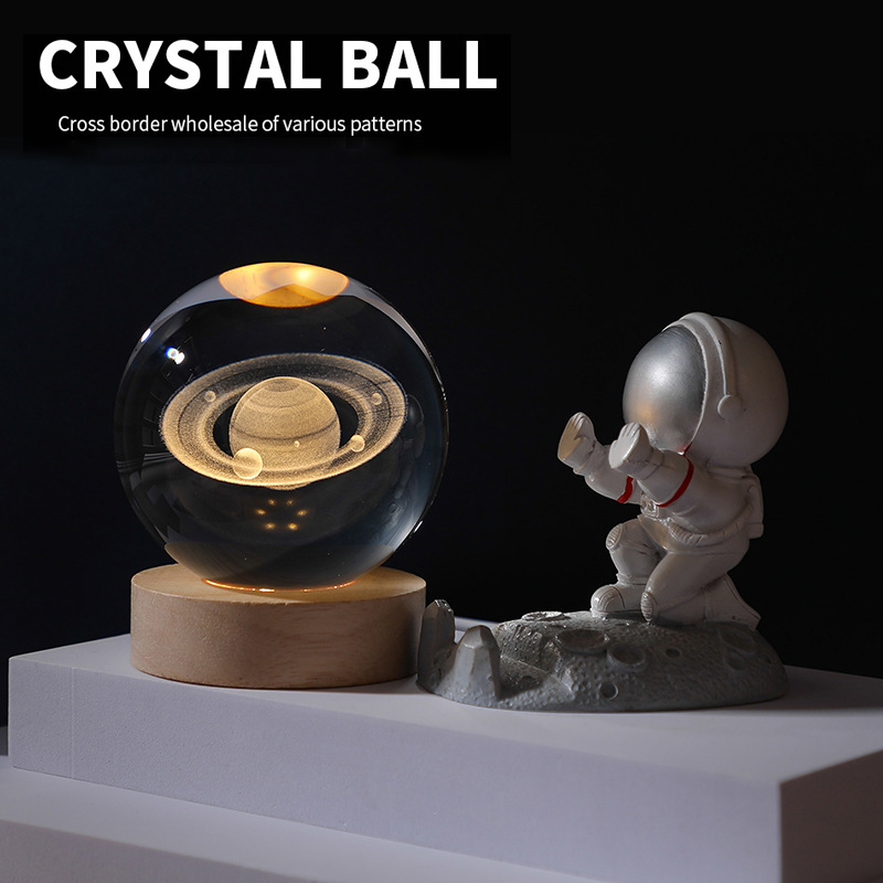 3D-Kristallkugellampe mit Galaxie und Planetenprojektionen, USB-Nachtlicht für gemütliche Atmosphäre, Plasmakugel, kreatives Geschenk