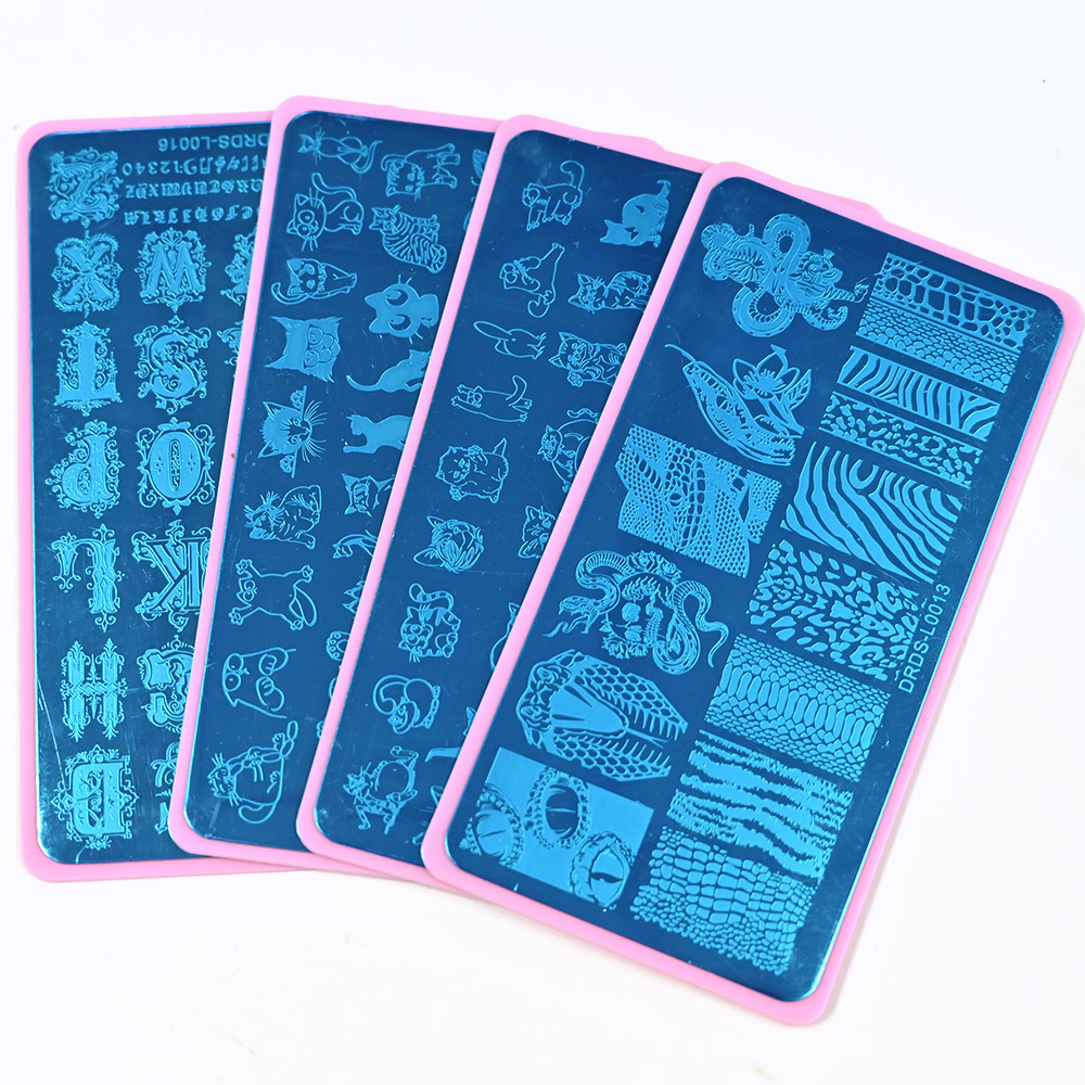 Nail Stamping Plates Tree Bark Pattern Leaves Whirlpool Image Stainless Steel Stencil Nail Art Stamps Geometry Template Stencils