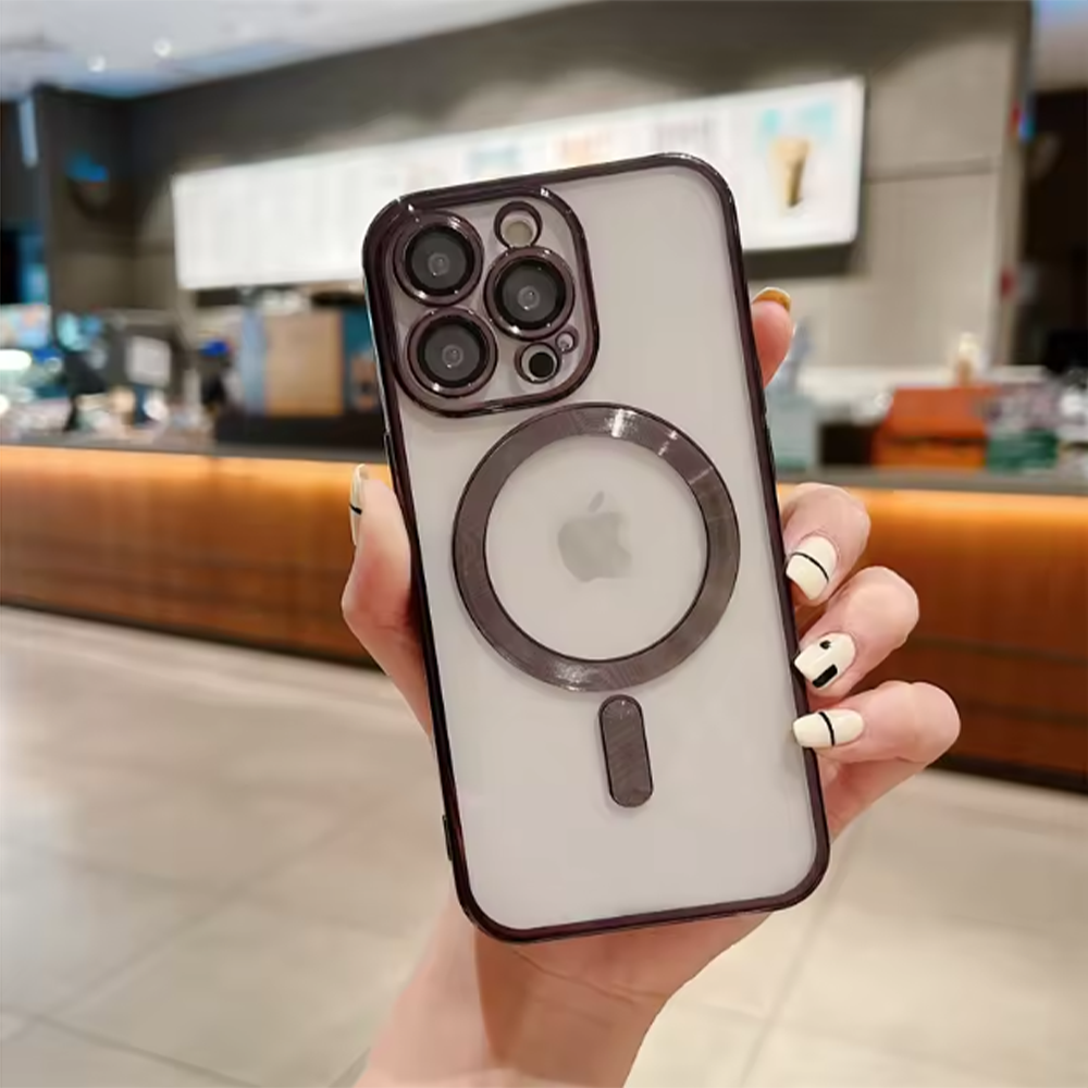 Fashion Plating Magnetic Soft Case Magsafe For iPhone 16 15 14 Plus 13 12 11 Pro Max Wireless Charging Case With Lens Protector