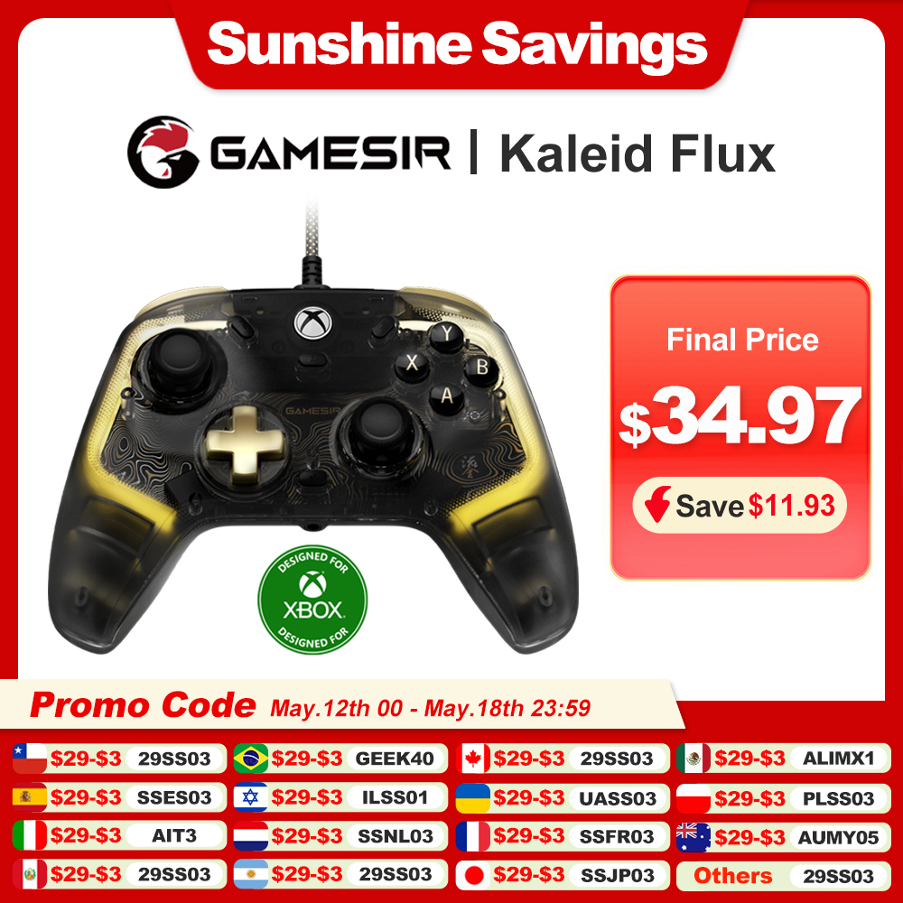 Gamepad com fio GameSir Kaleid Xbox Controller para Xbox Series X, Xbox Series S, console de jogos Xbox One, com joystick de efeito Hall