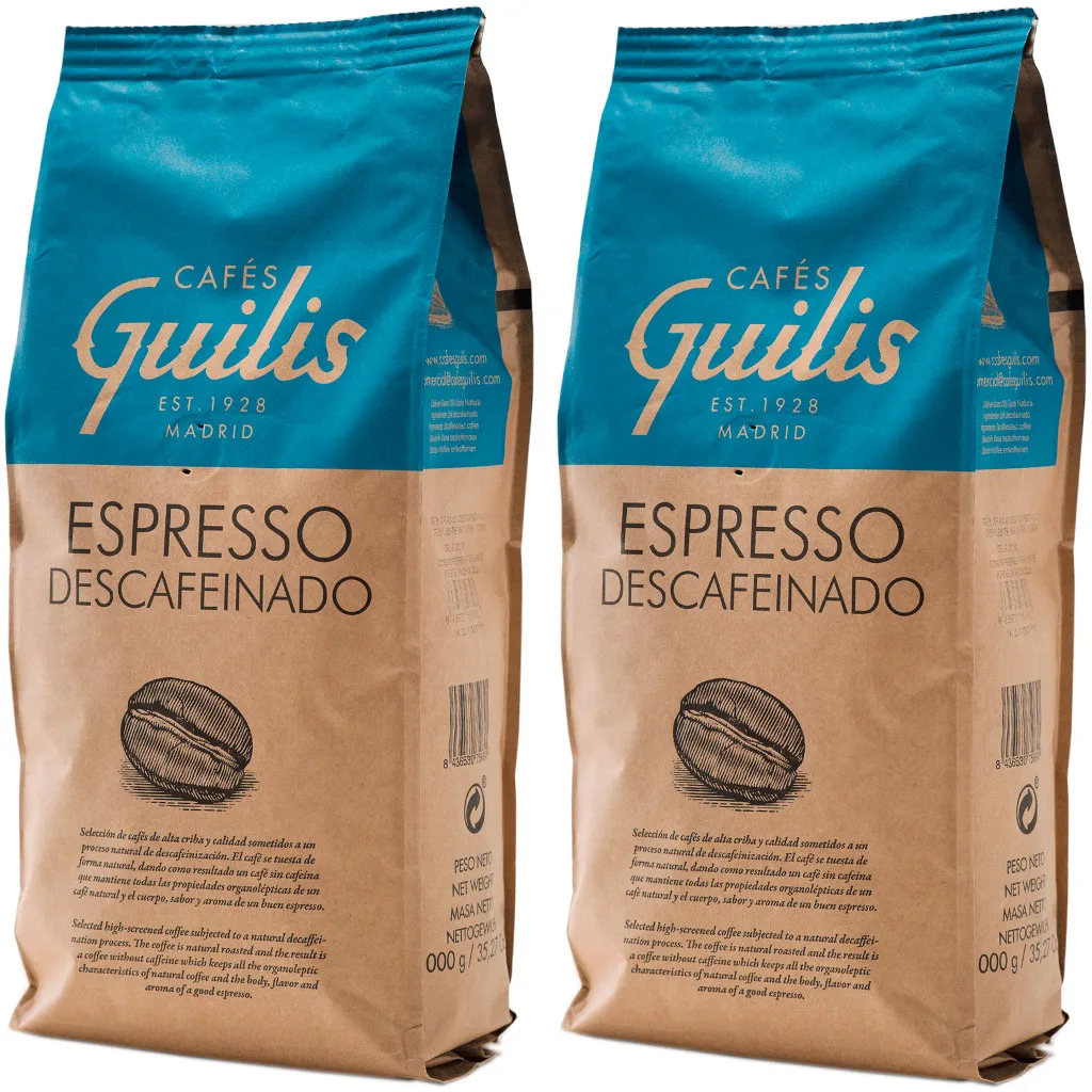 Kawa BEZKOFEINOWA 100% arabica ziarno 2x1kg Cafeś Guilis