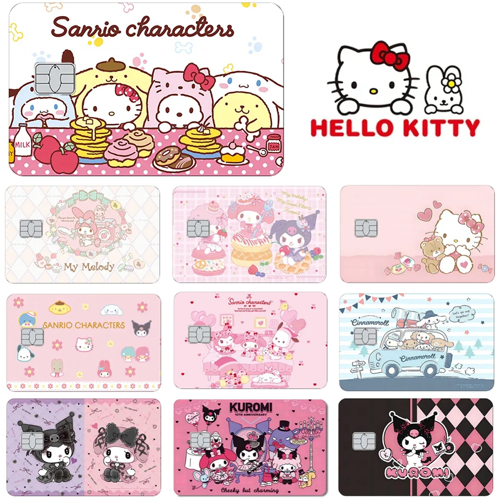 Saniro Hello Kitty PVC Film Skin Stickers Leuke Cartoon Melody Kuromi Decoratieve Bescherming Sticker voor Credit Debet Bankkaart