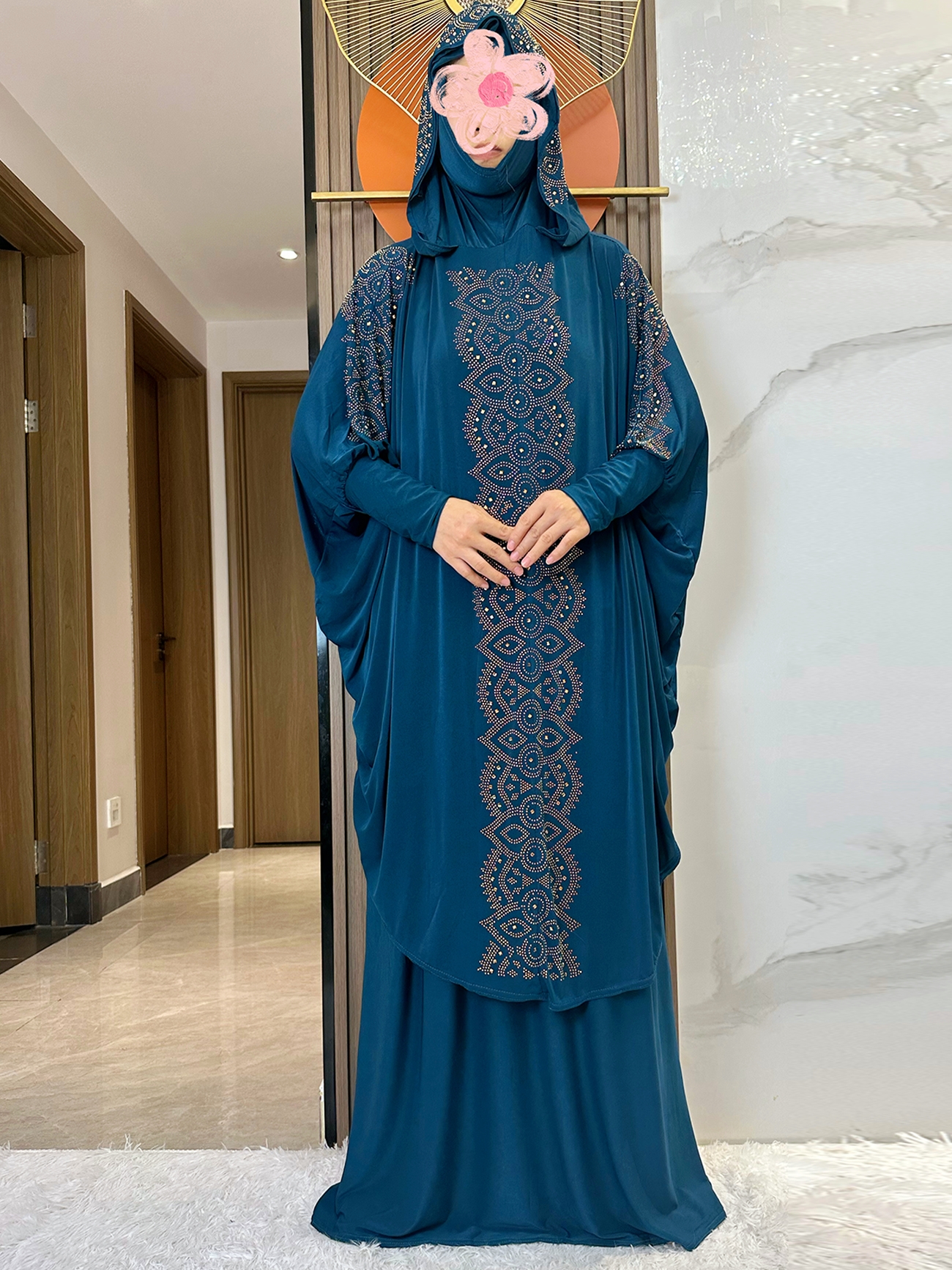 Novo dubai ramadan muçulmano conjunto de oração feminino com capuz hijab com saia longa turquia-africano dubai islam senhora pano kaftan abaya