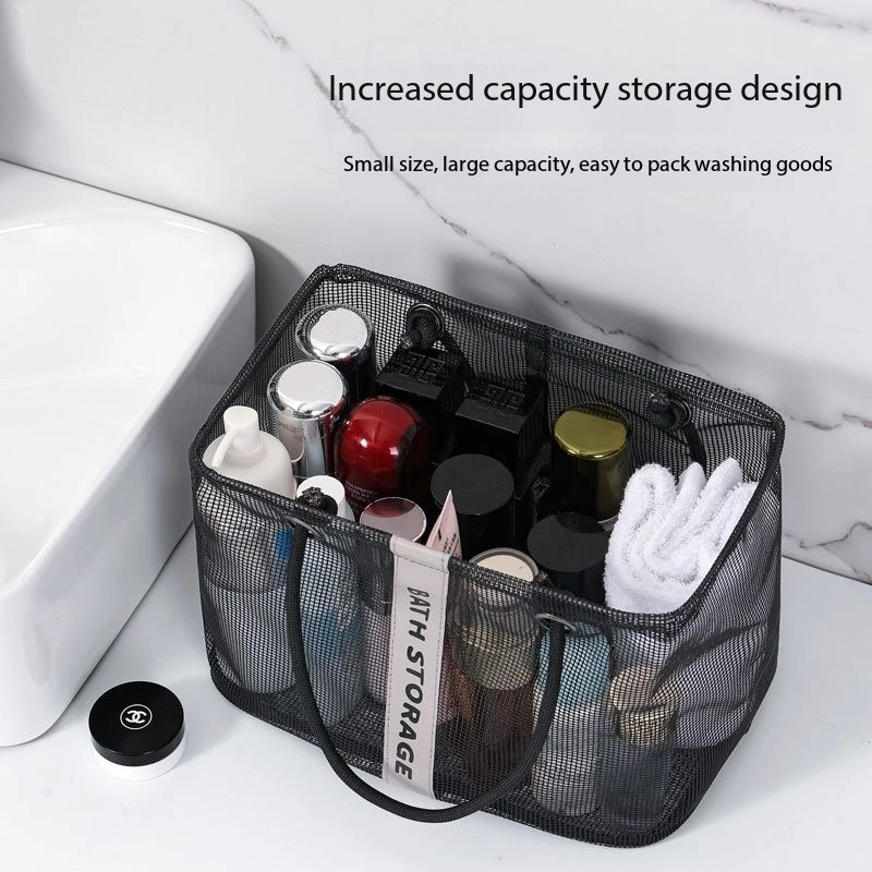ตะกร้าระบายน้ําตาข่ายพับได้ 2in1 Travel Toiletry ว่ายน้ํา Organizer ขนาดใหญ่แบบพกพาพกพา Handle Eco Friendly Storage