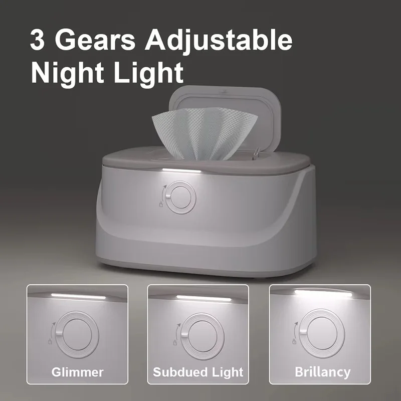 Lenços umedecidos para bebês, interface usb com 3 engrenagens, luz noturna ajustável, portátil, carro, termostática, caixa de lenços umedecidos, aquecedor, item para bebês