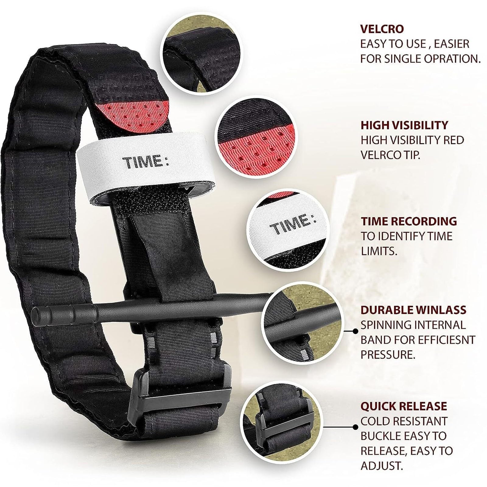Tourniquet Emergency Tactische noodband Medische EHBO-uitrusting met één hand voor wandelen Kamperen Reizen Buitensporten