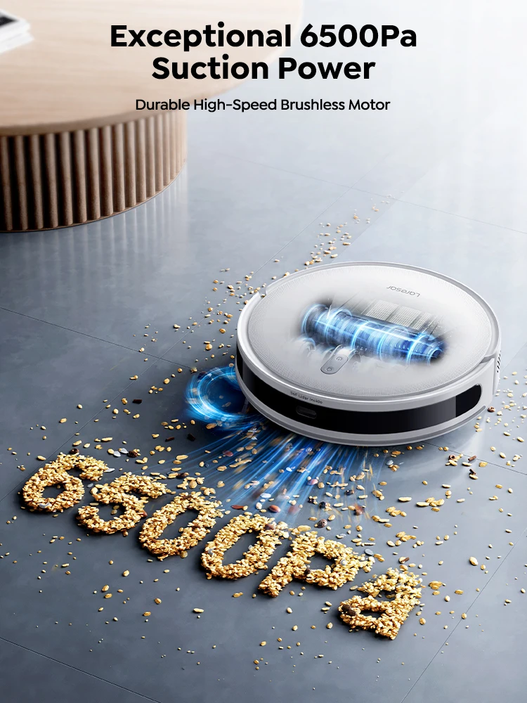 Laresar L10 Aspirateur Robot SoF LiDAR 6500Pa 150min Sans Fil Contrôle par APP Intelligent LDS Nettoyage Planifié des Sols et Tapis