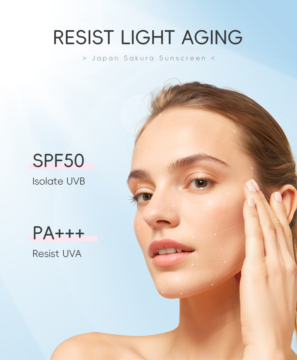 LAIKOU SAKURA Facial Body ครีมกันแดดครีม SPF50 + Refreshing กันน้ํา UV Protector คอนซีลเลอร์ Moisturizing Brightening 30g