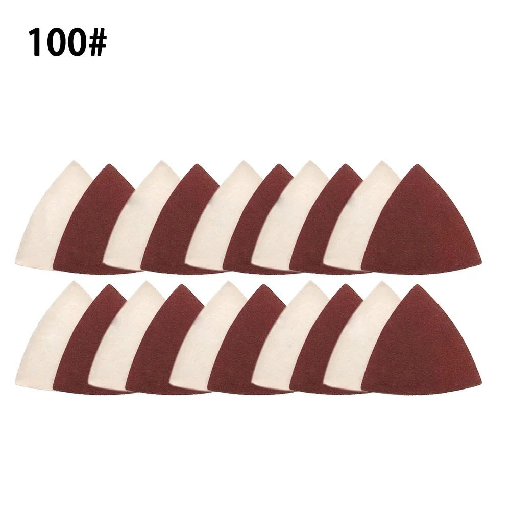 Papel de lija triangular de 20 piezas, gancho y bucle de 80mm, herramienta múltiple oscilante de 3-1/8 pulgadas para pulir y lijar