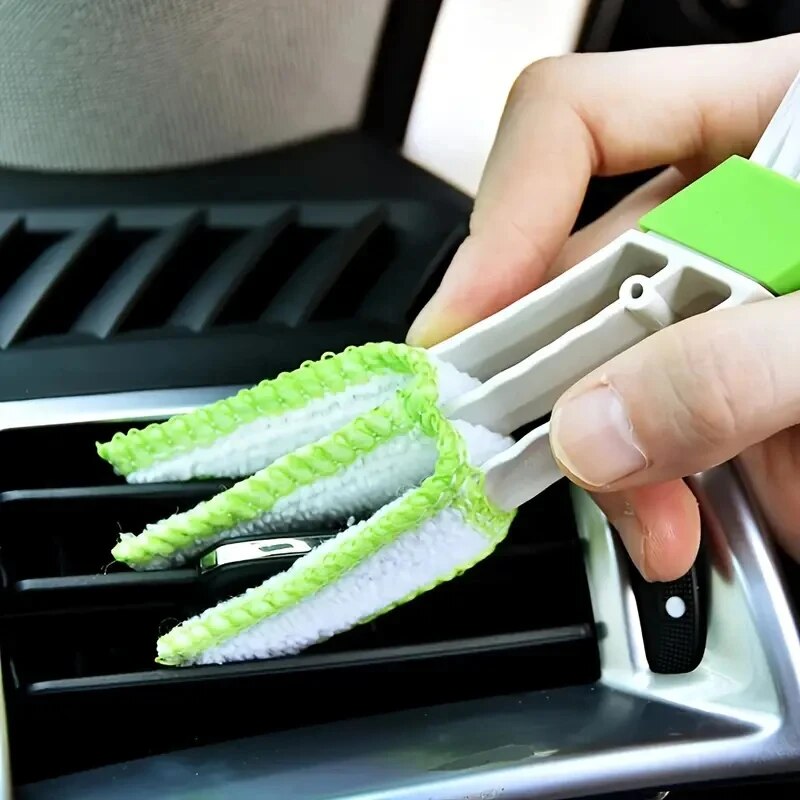 Multifunctionele auto-ontluchterreiniger Mini Double-end Micro Fiber Vent Duster Verwijderbare stoffen hoes Draagbare reinigingsborstel voor in de auto