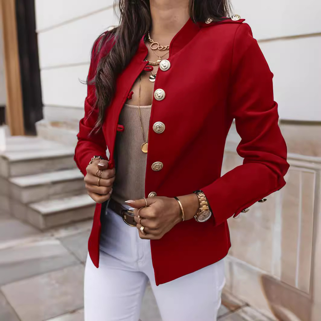 Frauen Blazer Langarm Anzug Tops Mode Schlanke Tasten Casual Blazer Straße Büro Mäntel für Weibliche