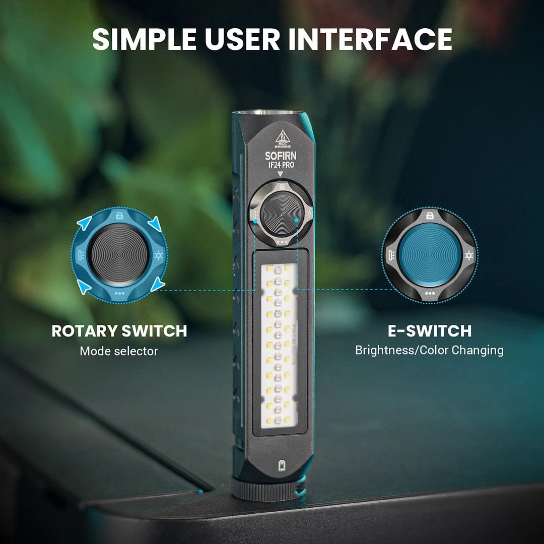 New Sofirn IF24 PRO SFT40 LED 1800lm Flashlights 18650 Rechargeable RGB Buck Driver Flood Spot Torch with Magnetic Tailcap