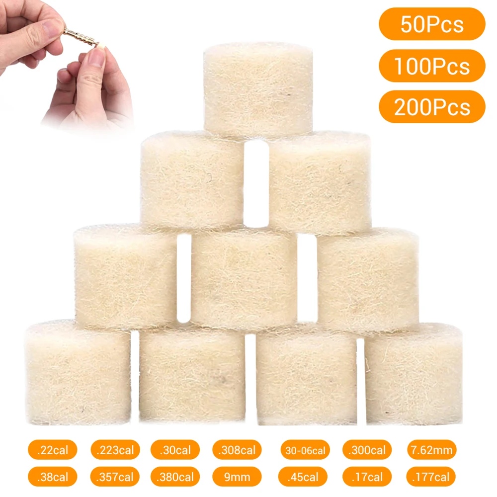 50/100/200 Uds. Pellets de limpieza de pistola kits de limpieza de pistola almohadillas de mantenimiento de limpieza de barril limpieza de armas de algodón para.22.30.45cal