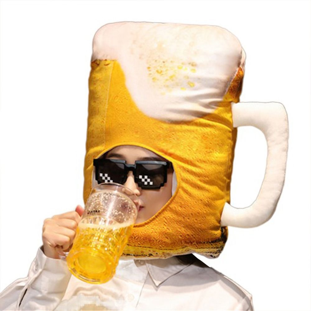 Creative Plush Funny Beer Hat Soft Novelty Cute Beer Hat Photo Props Plush Beer Cap Birthday