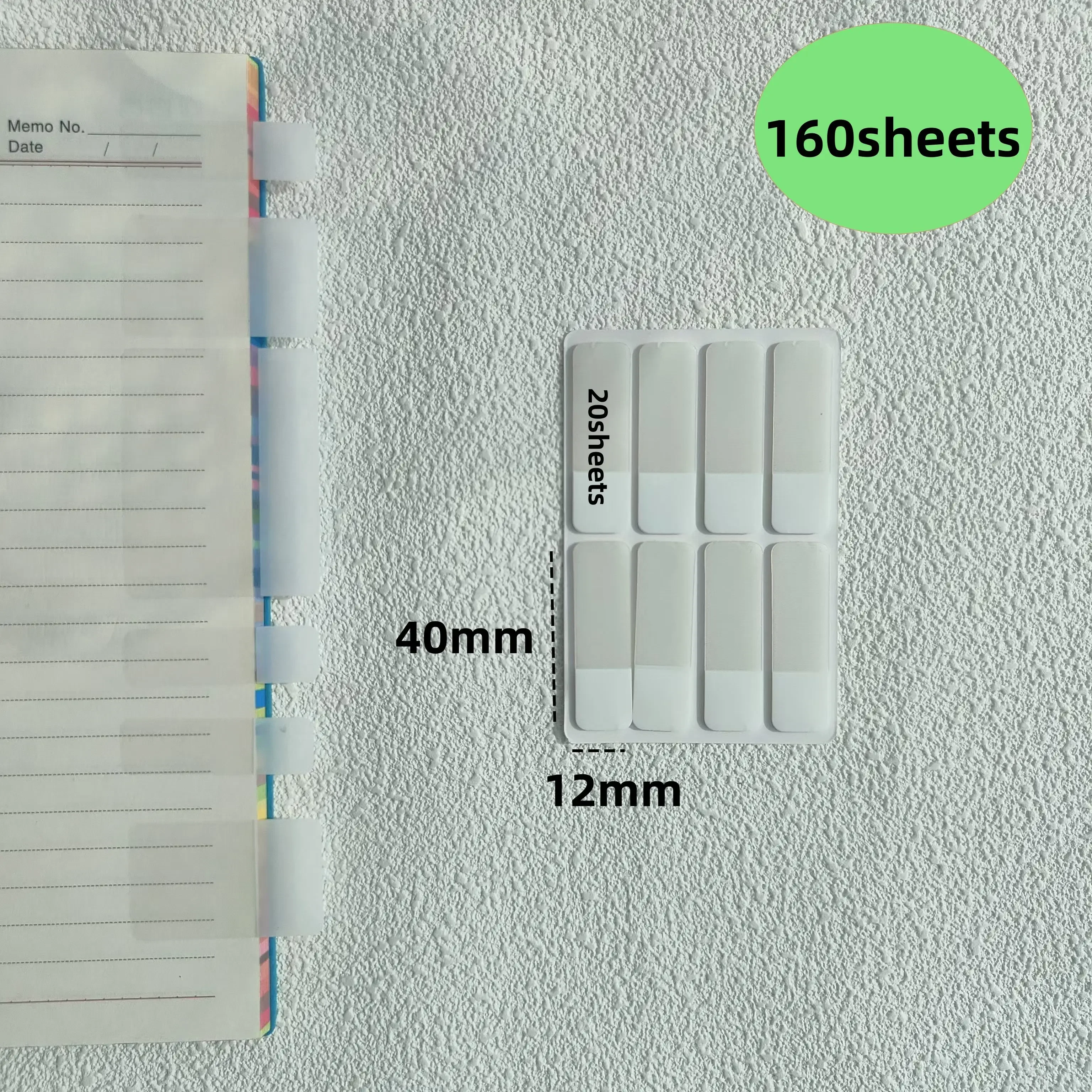 40/80/160 Sheets Transparent Sticky Notes Self-Adhesive Reading Annotation for Books Notepad Bookmarks Memo Pad Index Tabs