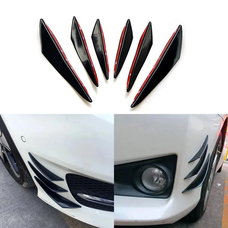 6 sztuk/zestaw uniwersalny przedni zderzak wargi dyfuzor Splitter płetwy Spoiler nadwozia Tuning samochodów Canards Valence dekoracja samochodu dekoracja