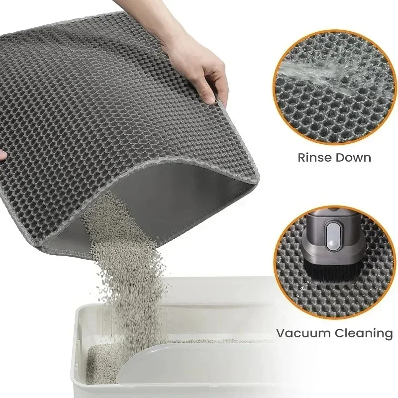 90X60 ซม.แมวกันน้ํา Double Layer Pet Litter Box Mat ห้องน้ําสัตว์เลี้ยงแมว Mat Nonslip ทรายแมวล้างทําความสะอาดได้สัตว์เลี้ยงทําความสะอาด