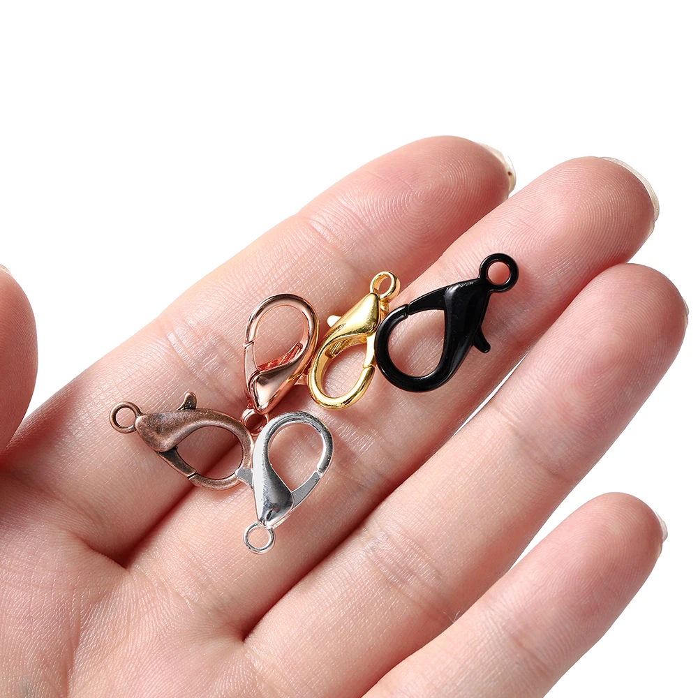 100 ชิ้น/ล็อตกุ้งก้ามกราม Clasps สําหรับสร้อยข้อมือสร้อยคอ DIY Hooks ปิดโซ่อุปกรณ์เสริมสําหรับเครื่องประดับทําผลขายส่ง