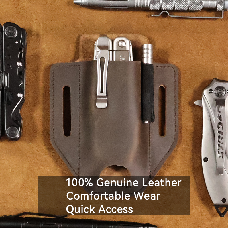 RIYAO-Couro Genuíno Titular Multitool, Alicate Bainha, Cinto Saco, Outdoor Folding Faca, Pocket Knife, Caça, Ferramenta Camping Case