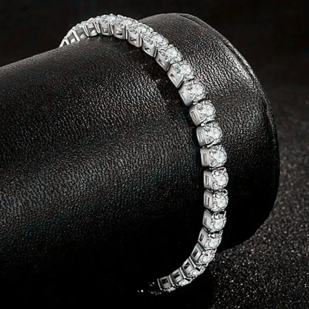 Pulseira de tênis com corrente gelada, pulseiras para mulheres e homens, cor prata, pulseira masculina, joias