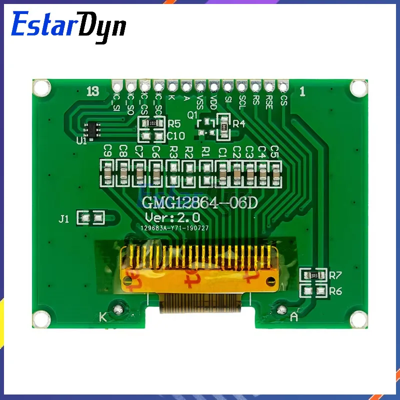 Estardyn Lcd12864 12864-06D, 12864, módulo LCD, COG, com fonte chinesa, tela de matriz de pontos, interface SPI